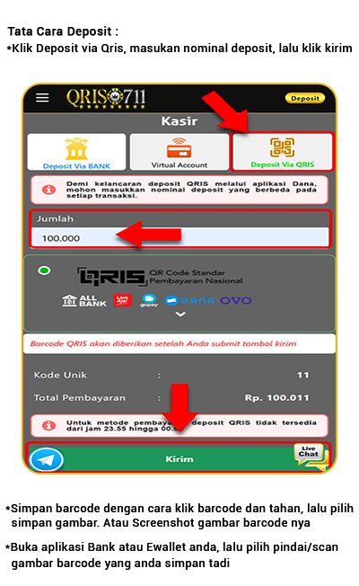 TUTORIAL DEPOSIT MENGGUNAKAN QRIS PAYMENT DI QRIS711